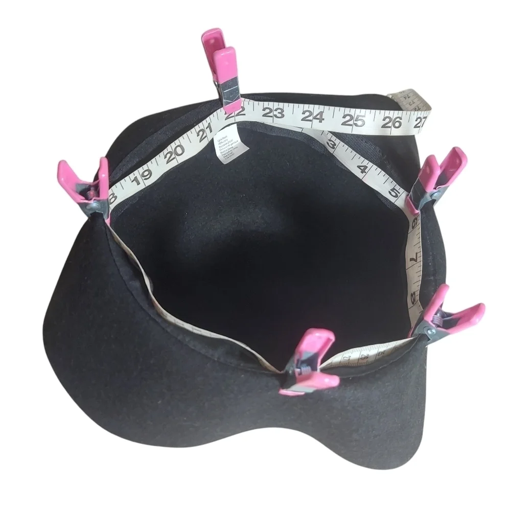 Vintage Saks Fifth Avenue Black 100% Wool Bucket Hat with brown leather accent